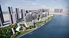 A design image of ″Yoo Hyunjoon Terrace Town″ to be built in Songdo. The residential complex is stacked in a zigzag pattern to secure the privacy of the apartment houses, each attached with a terrace. [INTERNATIONAL FREE ECONOMIC ZONE]