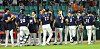 The Doosan Bears celebrate after coming from behind to beat the SSG Landers 4-1 at Incheon SSG Landers Field in Incheon on Wednesday. With the win, the third-place Bears are now riding a nine-game winning streak ahead of the All Star break on Friday.  [YONHAP]