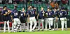 The Doosan Bears celebrate after coming from behind to beat the SSG Landers 4-1 at Incheon SSG Landers Field in Incheon on Wednesday. With the win, the third-place Bears are now riding a nine-game winning streak ahead of the All Star break on Friday. [YONHAP]