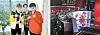 Left: T1 CEO Joe Marsh takes photos with T1 players Teddy, left, and Faker, right. Right: T1’s League of Legends team compete at the 2020 LCK Summer League at the LoL PARK - LCK Arena in central Seoul. T1 finished the tournament in fourth place. [SCREEN CAPTURE, RIOT GAMES]