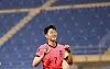 Son Heung-min celebrates scoring a penalty at the second leg of the third round of Asian qualifiers for the 2022 Qatar World Cup against Iraq at Thani bin Jassim Stadium in Doha, Qatar, on Tuesday. The goal marks his 30th international goal on the national team. [YONHAP]