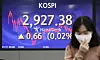 A screen in Hana Bank's trading room in central Seoul shows the Kospi closing at 2,927.38 points on Tuesday, up 0.66 points, or 0.02 percent, from the previous trading day. [NEWS1]