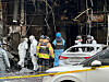 Police officers, firefighters and professionals from the National Forensic Service conduct a joint inspection to identify the precise cause of a fire at a hotel in Namdong District in Incheon on Monday morning. The fire broke out on Sunday night at the automated parking tower attached to the hotel, injuring a total of 54 people. [NEWS1]