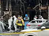 Police officers, firefighters and professionals from the National Forensic Service conduct a joint inspection to identify the precise cause of a fire at a hotel in Namdong District in Incheon on Monday morning. The fire broke out on Sunday night at the automated parking tower attached to the hotel, injuring a total of 54 people. [NEWS1]