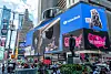 Indie band Se So Neon appears on a billboard in New York City as part of its participation in YouTube Music's Foundry program. [MAGIC STRAWBERRY SOUND]