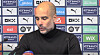 Manchester City manager Pep Guardiola speaks during a postgame press conference after City's 3-1 victory over Leicester City in the Premier League on Saturday. [ONE FOOTBALL]