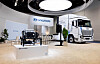 Hyundai Motor's Xcient hydrogen-powered tractor on display at the Advanced Clean Transportation Expo 2023 in California on Wednesday. The latest 37.2-ton truck is a model dedicated for the North American region and can run 720 kilometers on a single charge. [HYUNDAI MOTOR]