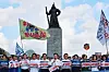 Democratic Party leader Lee Jae-myung speaks at a protest rally against Japan's ongoing release of radioactive water from the Fukushima nuclear plant at Gwanghwamun Square in downtown Seoul on Friday. [YONHAP]