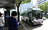 KT's autonomous driving buses operating for test runs in Anyang, Gyeonggi, on Monday [NEWS1]