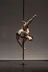 Lee Mi-ju competes during the 2023 pole sports national squad selection contest at Eunpyeong Culture & Arts Center in Eunpyeong District, northern Seoul on Saturday. [KOREA POLE SPORTS ASSOCIATION]