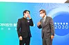 Busan Mayor Park Heong-joon, right, with 'Squid Game' actor Lee Jung-jae, who was appointed as the first celebrity public relations ambassador of the Busan World Expo 2030, during a ceremony held at Lotte Hotel in Seoul in December. [BUSAN METROPOLITAN CITY GOVERNMENT]