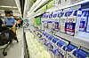 Cartons of milk are displayed on the shelves of a discount store in Seoul. [YONHAP]