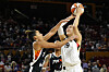 Las Vegas Aces center Park Ji-su, right, shoots over Phoenix Mercury guard Bria Hartley during the second half of a WNBA basketball game on Sunday in Phoenix. [AP/YONHAP]