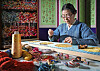 Yoo Hee-soon, master of Korean embroidery, demonstrates the traditional Korean embroidery technique at her atelier in Nowon District, northern Seoul. [PARK SANG-MOON]