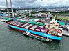 Photo shows 100-percent biodiesel bunkering at Ulsan Port Pier 8. The Ministry of Oceans and Fisheries announced the successful supply of 1,000 tons of green methanol to a container vessel at Ulsan Port, a world first. [YONHAP]