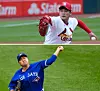From top: Kim Kwang-hyun of the St. Louis Cardinals throws a pitch during a game against the Pittsburgh Pirates at Busch Stadium in Missouri on Thursday. Ryu Hyun-jin of the Toronto Blue Jays throws a pitch during a game against the Baltimore Orioles at Shalen Field in New York on Saturday. [AP/YONHAP]