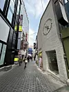 An alleyway in Myeongdong, central Seoul, aligned with local cosmetics brands stores, including Nature Republic and Tony Moly. [SHIN MIN-HEE]