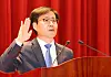 Korea's chief trade negotiator Yeo Han-koo takes an oath during a ceremony to mark his inauguration at the government complex in Sejong, central South Korea, in this June 12, 2025, file photo. [YONHAP]