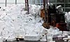 Officials at the public recycling center in Idong-eup, Cheoin District, Yongin in Gyeonggi, are working on sorting styrofoam on Wednesday, the last day of the Chuseok holiday. Holidays leave mountains of styrofoam packaging due to what environmentalists call 'excessive gift-wrapping.' [YONHAP]
