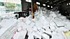 Officials at the public recycling center in Idong-eup, Cheoin District, Yongin in Gyeonggi, are working on sorting styrofoam on Wednesday, the last day of the Chuseok holiday. Holidays leave mountains of styrofoam packaging due to what environmentalists call ″excessive gift-wrapping.″ [YONHAP]