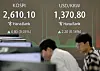 A screen in Hana Bank's trading room in central Seoul shows the Kospi opening on Friday. [YONHAP]