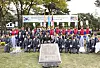 Cadets of the Korea Military Academy (KMA) pose with Lt. Gen. Willard Burleson, center, second row, KMA Superintendent Maj. Gen. Jeon Sung-dae, fifth from left, second row, Maj. Gen. (Ret.) Lee Seo-young, president of the Korea Defense Veterans Association-Korea Chapter, third from left, second row, and Korea JoongAng Daily CEO Cheong Chul-gun, second from left, second row, and others following the unveiling of a memorial plaque for U.S. Military Academy class of 1946 graduates who fell in the Korean War at the KMA campus in Nowon District, northern Seoulon Friday morning. [PARK SANG-MOON]