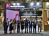 Fourth from right, Her Chul-ho, CEO of Korea Ginseng Corporation (KGC), is taking a group photo with Hong Kong and Macau officials at the CheongKwanJang booth at the 2023 TFWA World Exhibition & Conference. [KOREA GINSENG CORPORATION]