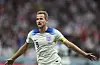 Harry Kane of England celebrates his goal during a round of 16 match between England and Senegal at the 2022 FIFA World Cup at Al Bayt Stadium in Al Khor, Qatar on Sunday. [XINHUA/YONHAP]