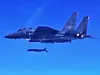 Seoul's Joint Chiefs of Staff said South Korean fighters fired air-to-surface missiles into the North Korean side of the Northern Limit Line (NLL) in response to North Korea's launch of a short-range ballistic missile (SRBM) south of the NLL on Wednesday morning. The photo, captured from a video released by the South Korean Air Force, shows a F-15K fighter firing a SLAM-ER cruise missile after the North Korean missile launch. [REPUBLIC OF KOREA AIR FORCE]