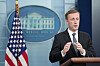 White House National Security Adviser Jake Sullivan speaks during a press briefing at the White House in Washington on Friday. [AP/YONHAP]