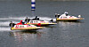 Racing boats glide across the water in Misa Boat Racing Marina in Hanam, Gyeonggi, on Wednesday as the racing competition resumed, partially. The boat racing has been suspended for several months due to fear of Covid-19 infections and because of cold weather. [NEWS1]