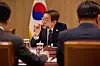 President Lee Jae-myung speaks in an emergency economic task force meeting with officials held at the presidential office in Yongsan District, central Seoul, on June 9.[JOINT PRESS CORPS]