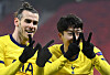 Gareth Bale, left, and Son Heung-min celebrate a goal for Tottenham Hotspur against Wolfsberger AC in the Europa League on Feb. 18, 2021.  [EPA/YONHAP]