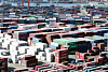 Containers are stacked at a port in Busan on Jan. 10. [YONHAP]
