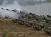 Artillery shells are fired from K-9 self-propelled howitzers at a firing range in a joint ROK-U.S. military exercise held at training grounds in Pocheon, Gyeonggi. [NEWS1]