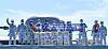 Filipino soldiers display a banner that reads, “Not once have we forgotten your sacred sacrifices” on the Conrado Yap ship in waters near Manila on Tuesday, after the Korean Navy handed over 10,000 facial masks and 2,000 units of hand sanitizer to the Philippines to express thanks to the country for fighting alongside South Korea during the 1950-53 Korean War. [YONHAP]