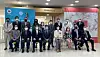 Mathias Francke, ambassador of Chile to Korea, fourth from front left; Park Ju-ok, chief of the National Library for Children and Young Adults, fifth from front left; and members of the Culture Ministry and diplomatic corps in Seoul celebrate the opening of the exhibition ″Encounter Between Three Worlds: 500 Years After the First Circumnavigation of the Earth' at the library on Monday. The exhibition, organized by the Chilean Embassy in Seoul with the library, runs through Dec. 18. [ESTHER CHUNG]