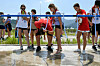Amid temperatures exceeding 33 degrees Celsius (91.4 degrees Fahrenheit) across the country, participants of the 25th World Scout Jamboree find relief from the heat with water on Thursday at Saemangeum in Buan County, North Jeolla. [YONHAP]