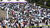 IU fans queue in front of the exclusive Uaena Zone specifically for fan club members at the singer's ″Golden Hour″ concert. [YONHAP]