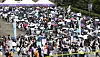IU fans queue in front of the exclusive Uaena Zone specifically for fan club members at the singer's ″Golden Hour″ concert. [YONHAP]