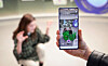 Augmented reality (AR) images appear on a smartphone screen. SK Telecom on Monday announced the ″Jump AR″ app in the U.S., which until now was only available in Korea and Hong Kong on Google's Play store. Users in the U.S. will now be able to experience the AR services, including taking pictures with celebrity avatars. [YONHAP]