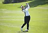 Choi Hye-jin watches her shot during the first round of the KB Financial Group Star Championship at Black Stone Ichon. [NEWS1]