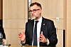 Franz Fayot, Luxembourg’s minister of the economy, talks at a round table interview at the Four Seasons Hotel in Jongno District, central Seoul, on Monday. [MINISTRY OF THE ECONOMY]