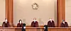 Constitutional Court Chief Justice Yoo Nam-seok and other judges preside over a court session at the Constitutional Court buildling in Jongno District, central Seoul, on Thursday. [NEWS1]