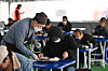 President-elect Yoon Suk-yeol does volunteer work serving free meals to the needy at a soup kitchen in the compound of Myeongdong Cathedral in central Seoul on Wednesday. [NEWS1]