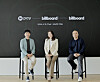 From left, Naver Pay CEO Park Sang jin, Billboard Korea CEO Yuna Kim and Billboard President Mike Van pose for a photo after the signing ceremony at Naver 1784 building in Pangyo, Gyeonggi, on Tuesday. [NAVER PAY]