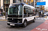 Autonomous buses will start roaming Seoul starting Friday. A total of two autonomous buses, operated by Hyundai Motor Group's autonomous transportation start-up 42dot, will drive through a 3.4-kilometer course from Cheonggye Plaza to Sewoon Plaza in central Seoul, every 20 minutes. Passengers will need to download the mobile application TAP! to reserve their spot. The service is free. The autonomous bus drives to its destination from a road near the Cheonggye Plaza on Thursday morning. [YONHAP]