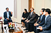 Indonesian President Joko Widodo, left, meets with Hyundai Motor Group Executive Chair Euisun Chung, center, at the Lotte Hotel in central Seoul on Thursday. [HYUNDAI MOTOR]