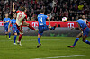 Bayern Munich's Harry Kane scores his side's second goal during a Bundesliga match against RB Leipzig at Allianz Arena in Munich, Germany on Saturday. [AP/YONHAP]