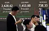 A screen in Hana Bank's trading room in central Seoul shows the Kospi closing at 2,628.62 points on March 19, up 16.28 points, or 0.62 percent, from the previous trading session. [NEWS1]